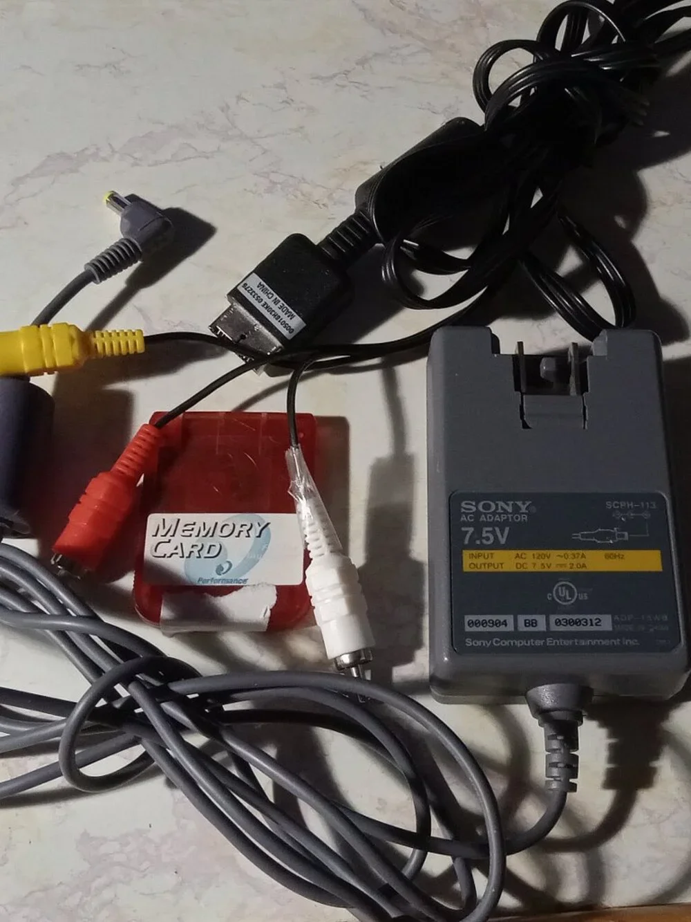PS One BUNDLE Memory + AV + AC Adapter OEM Sony SCPH-113 For White Playstation